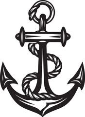Sailors Pride Badge Anchor Rope Vector Design Oceanic Journey Symbol Ship Anchor with Rope Graphic