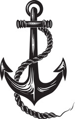 Coastal Explorer Logo Ship Anchor with Rope Graphic Sailors Pride Badge Anchor and Rope Vector Emblem