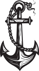 Sailors Legacy Icon Ship Anchor with Rope Graphic Vintage Maritime Insignia Anchor and Rope Vector Emblem