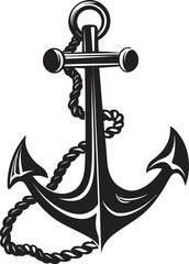 Seafaring Tradition Emblem Ship Anchor with Rope Graphic Oceanic Discovery Badge Anchor and Rope Vector Emblem
