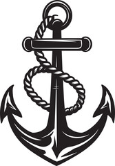 Anchored Adventure Logo Ship Anchor with Rope Vector Icon Nautical Heritage Symbol Anchor Rope Vector Design