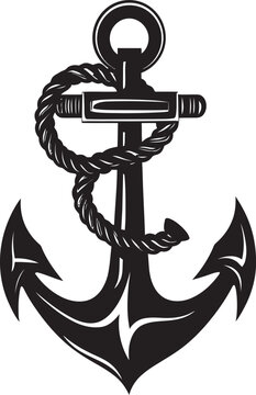 Coastal Adventure Emblem Ship Anchor with Rope Graphic Sailors Legacy Icon Anchor and Rope Vector Emblem