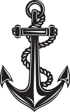 Anchored Adventure Logo Anchor Rope Vector Design Nautical Navigator Icon Ship Anchor with Rope Graphic