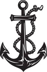 Vintage Sailors Mark Ship Anchor with Rope Vector Design Oceanic Pride Emblem Anchor Rope Vector Logo
