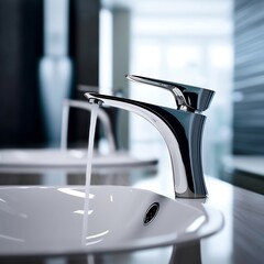 water flowing from modern faucet