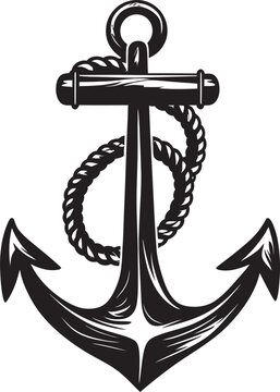Maritime Tradition Symbol Ship Anchor with Rope Vector Graphic Vintage Seafaring Badge Anchor Rope Vector Design