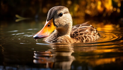 duck swimming in the water. Generative AI