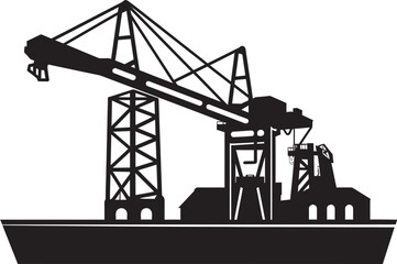 Maritime Shipping Hub Emblem Port Crane Vector Logo Harbor Crane Symbol Shipping Port Vector Design