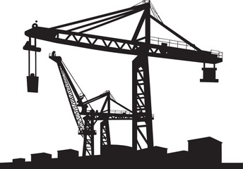 Dockside Cargo Handler Symbol Crane Vector Graphic Seafaring Infrastructure Logo Shipping Port Crane Icon