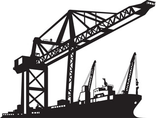 Dockyard Freight Handler Symbol Shipping Port Vector Design Wharfside Container Terminal Logo Port Crane Vector Icon