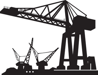 Industrial Shipping Hub Badge Crane Vector Design Seaport Infrastructure Symbol Shipping Port Crane Vector