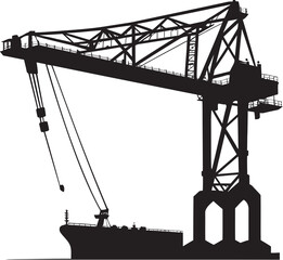 Maritime Container Terminal Logo Port Crane Vector Design Coastal Logistics Symbol Shipping Port Crane Graphic