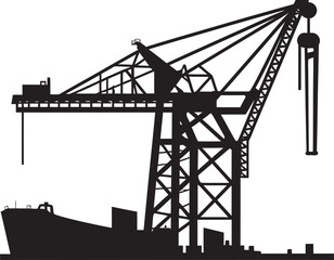 Nautical Harbor Operations Icon Crane Vector Design Marine Terminal Badge Port Crane Vector Emblem