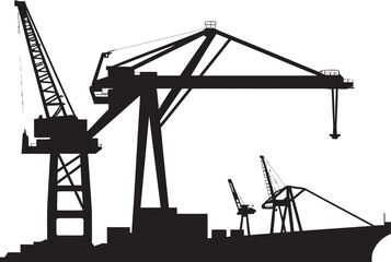 Dockside Cargo Handler Emblem Crane Vector Design Harbor Crane Logo Port Crane Vector Graphic