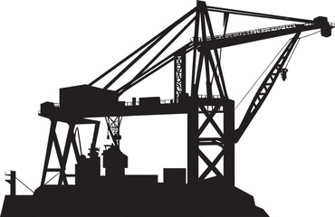 Cargo Handling Efficiency Emblem Crane Vector Graphics Wharfside Freight Logistics Symbol Port Crane Icon