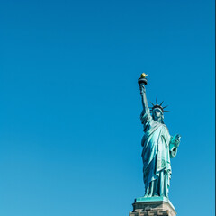 Statue of Liberty Against Clear Blue Sky - Iconic Landmark and Freedom Symbol