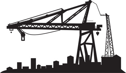 Dockyard Operations Emblem Shipping Port Crane Design Industrial Shipping Hub Icon Crane Vector Logo