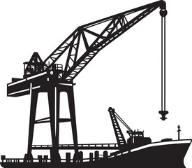 Seaport Logistics Emblem Crane Vector Logo Harbor Operations Symbol Port Crane Vector Graphic
