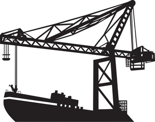 Cargo Handling Facility Emblem Crane Vector Logo Marine Terminal Symbol Port Crane Vector Graphic