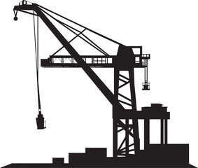 Wharfside Logistics Icon Shipping Port Crane Design Maritime Shipping Hub Emblem Crane Vector Logo
