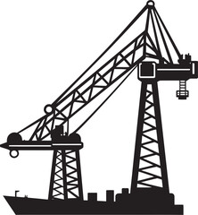 Dockyard Operations Symbol Port Crane Vector Graphic Industrial Shipping Hub Icon Shipping Port Crane Design