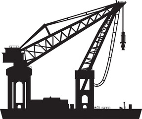 Wharfside Logistics Emblem Crane Vector Logo Harbor Crane Icon Port Crane Vector Graphic