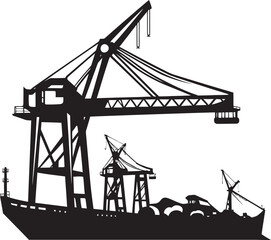 Harbor Operations Emblem Crane Vector Logo Industrial Dockyard Icon Port Crane Vector Graphic
