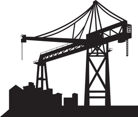 Industrial Dockyard Icon Port Crane Vector Graphic Cargo Handling Facility Symbol Shipping Port Crane Design