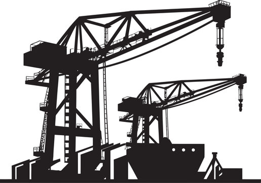 Seaport Logistics Symbol Shipping Port Crane Design Harbor Operations Emblem Crane Vector Logo