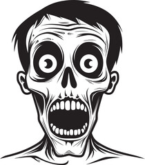 Dreadful Skeletal Icon Shocked Vector Logo Haunting Surprise Badge Startled Skeleton Graphic