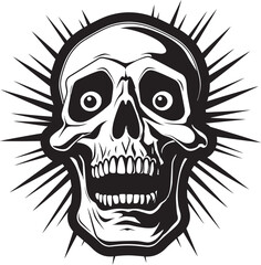 Haunting Surprise Badge Startled Skeleton Graphic Petrifying Skeletal Symbol Shocked Vector Design