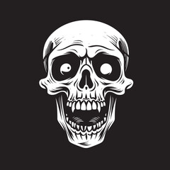 Spooky Skeleton Icon Startled Vector Design Eerie Surprise Badge Shocked Skeleton Graphic