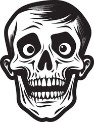Spooky Surprise Badge Shocked Skeleton Emblem Eerie Skeleton Graphic Startled Vector Logo