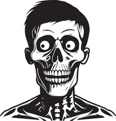 Surprised Bone Structure Graphic Startled Vector Design Grim Skeleton Emblem Shocked Vector Logo