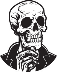 Eerie Delights Soft Ice Cream and Skeleton Vector Design Frosty Frights Skeleton Enjoying Soft Serve Logo Design