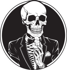 Icy Terror Soft Ice Cream with Skeleton Logo Design Ghostly Goodies Skeleton Licking Soft Serve Graphic