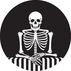 Eerie Embrace Skeleton on Bed Logo Skeletal Ease Skeleton Resting on Bed Emblem