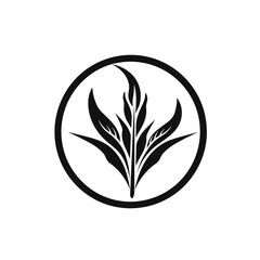 leaf or wheat  black and white vector illustration isolated transparent background logo, cut out or cutout t-shirt print design