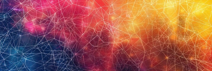 Colorful abstract network connections on a gradient background
