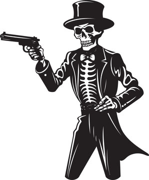 Skeletal Arsenal Vector Logo Design with Gun Toting Skeleton
