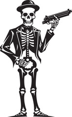 Bullet Barrage Firearms Graphic Logo Skeletal Striker Skeleton with Guns Vector