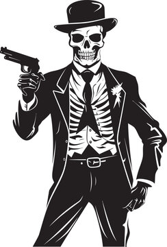 Bonefire Brawlers Firearms Graphic Logo Skele Scout Skeleton with Guns Vector