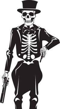 Rifle Rattler Skeleton with Guns Vector Bonefire Brigade Gunslinging Skeleton Icon Design