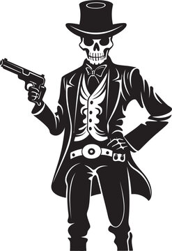 Skele Strike Force Skeleton with Guns Vector Pistol Paladin Gunslinging Skeleton Icon