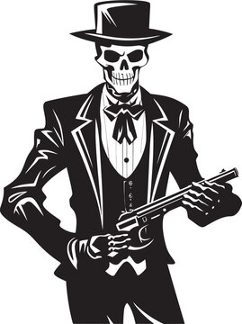 Rifle Reaper Guns Graphic Vector Icon Bonefire Battleground Skeleton Holding Guns Design