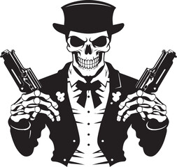 Bonefire Bandits Guns Graphic Icon Skeletal Salvo Skeleton Armed with Guns Logo