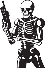 Rifle Raider Skeleton with Firearms Vector Bonefire Battleground Guns Graphic Icon Design