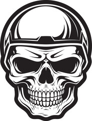 Skeletal Sentinel Skull Wearing Helmet Logo Design BoneDefender Vector Icon with Helmeted Skull