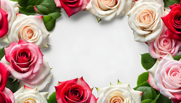 Beautiful screenshot image view of wonderful fresh colored rose flowers border
