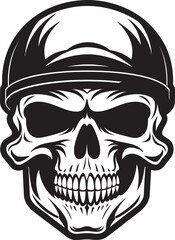 SkeleGuard Helmeted Skull Icon Graphic BoneDefender Vector Logo with Skull in Helmet